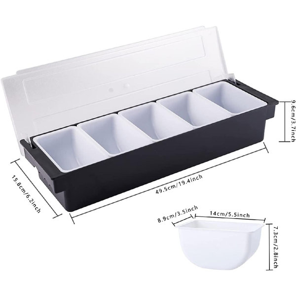 Prep & Savour Condiment Server On Ice With Lid And 5 Removable Dishes